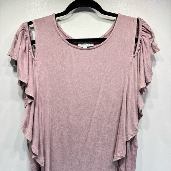 Rose Mauve Ruffle Off Shoulder Cold Shoulder Tunic Grace & Lace Vintage Look NEW - Picture 10 of 13